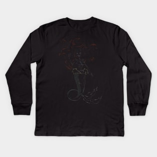 Mermaid Ariel skeleton black Kids Long Sleeve T-Shirt